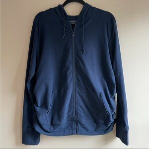 Beyond Yoga Maternity Hoodie Navy Blue Spacedye Everyday Zip Up